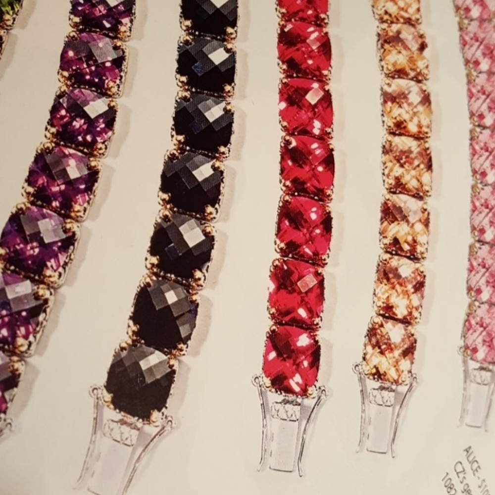 Sparkling Gold and Silver Bracelet Topaz cz stone.  Beautiful signature br by PL - Picture 5 of 5